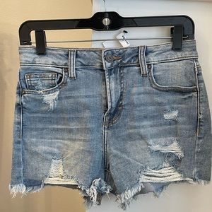 Stretch Denim Distressed Shorts